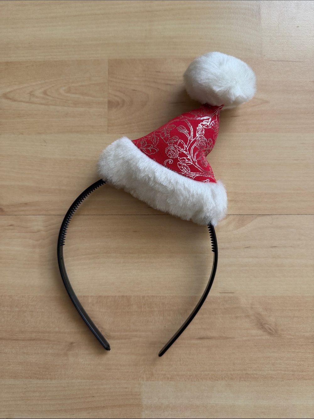 Red Velvet Mini Santa Hat Headband with White Faux Fur